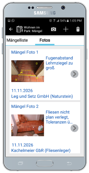 Kommentare zu Fotos im Mängelmanager